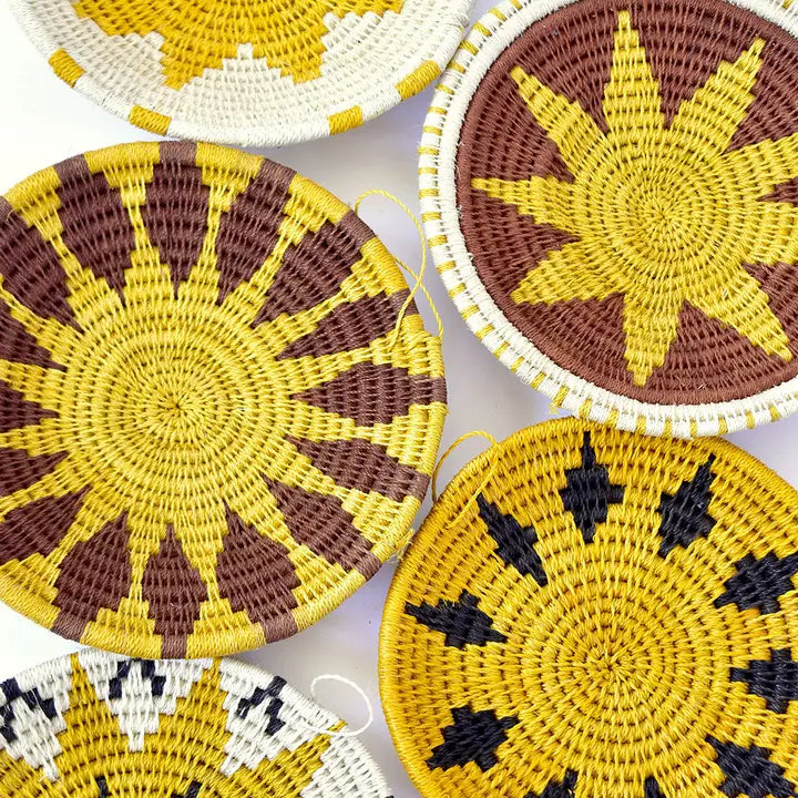 Yellow Sisal Wall Basket Small
