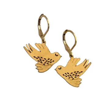 Brass Bird Earrings