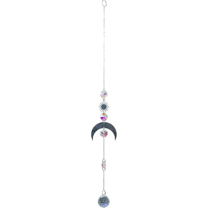 Crystal Hanging Sting Ab Sphere Mini Disc & Moon