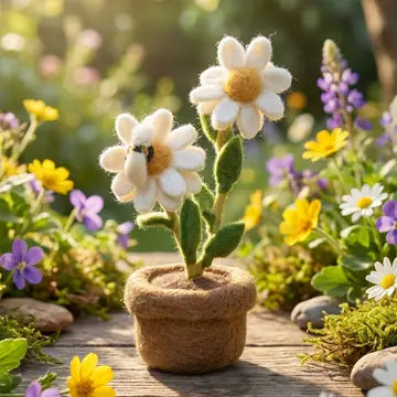 Felted Dazy Daisy Standing Spring Flower