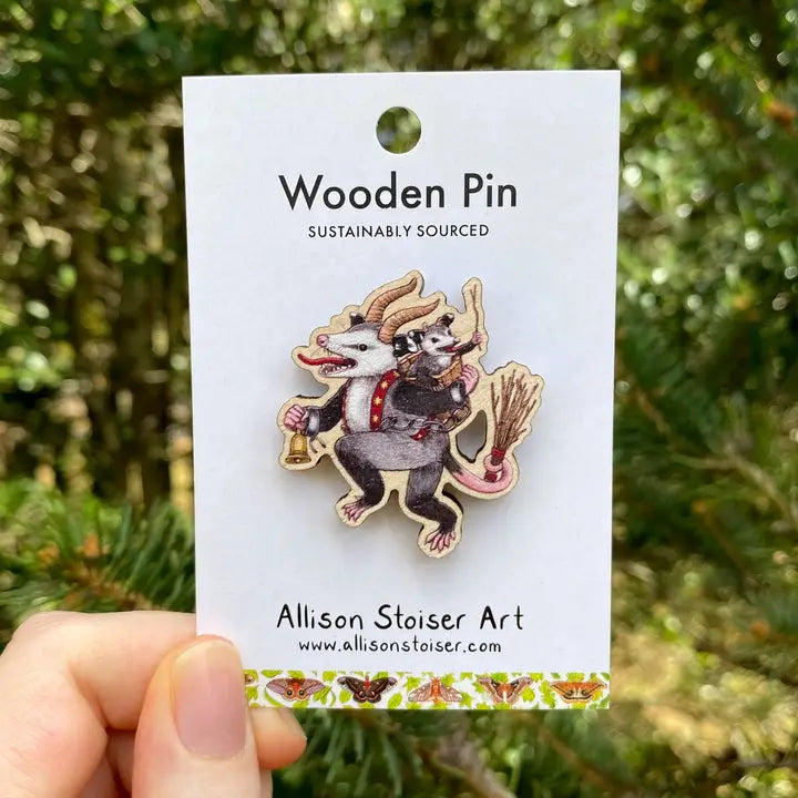 Krampus Opossum Wooden Pin