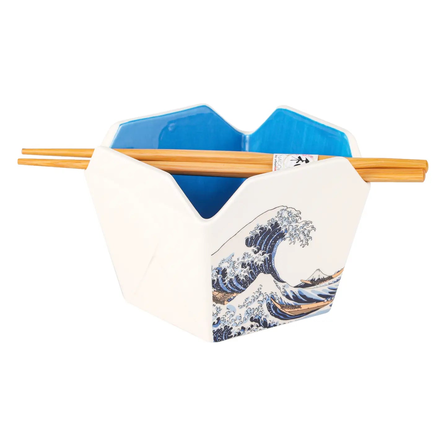 Hokusai Wave Takeout Box Bowl with Chopsticks