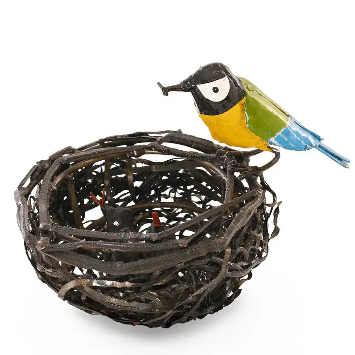 Recycled Metal Mama & Baby in Nest