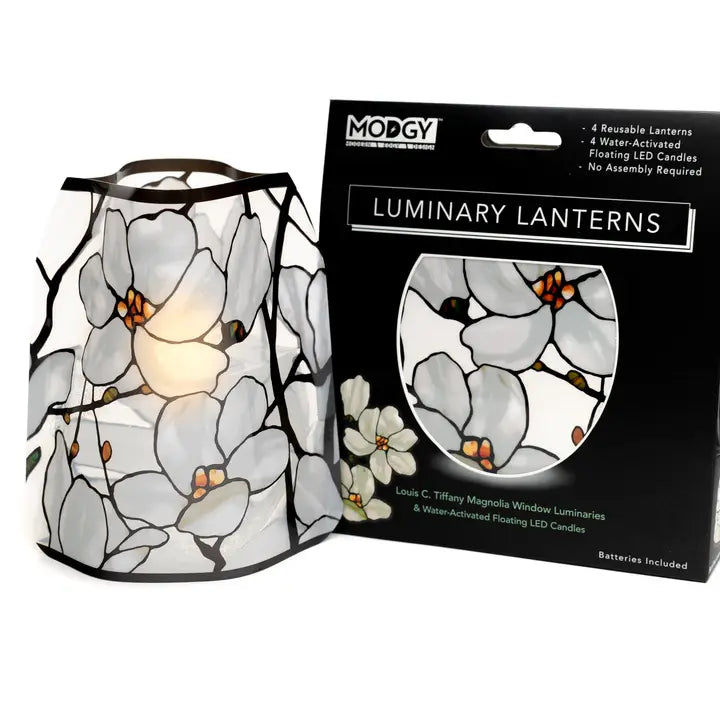 Tiffany Magnolia Window Expandable Luminaries 4pk