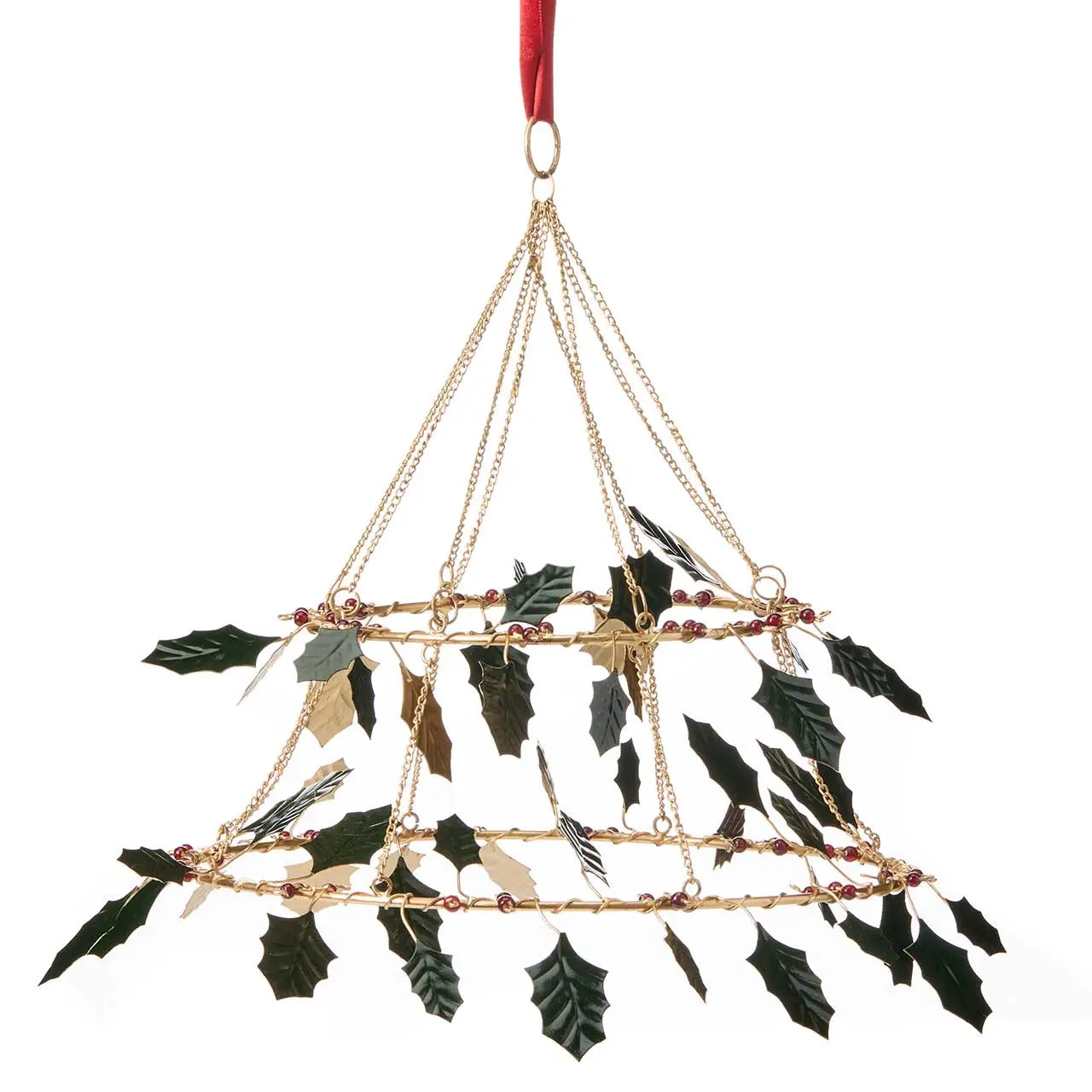 Holly Wreath Chandelier Mobile