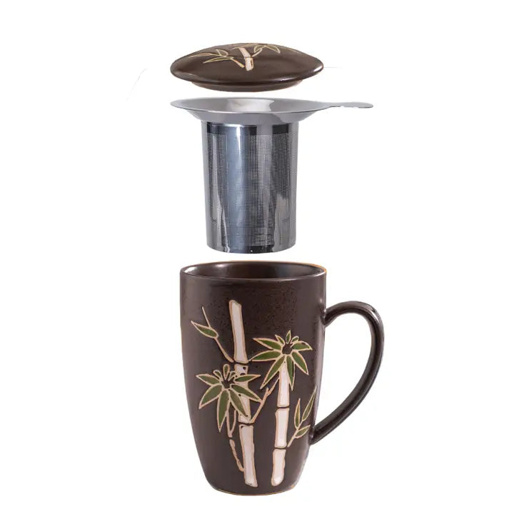 Tea Infuser Mug 15oz Bamboo Design