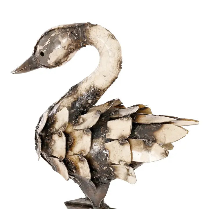 Recycled Metal Fluffy Goose Sculpture