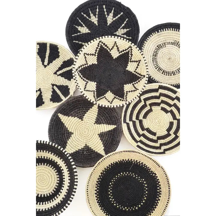 Black & Natural Sisal Wall Basket Small