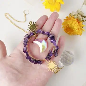 Hanging Round Moon Pendant Crystal Sun Catcher
