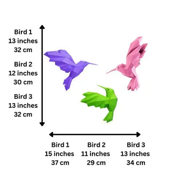 Papercraft Hummingbirds Wall Art 3D Origami