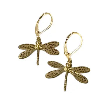 Brass Sm Dragonfly Earrings