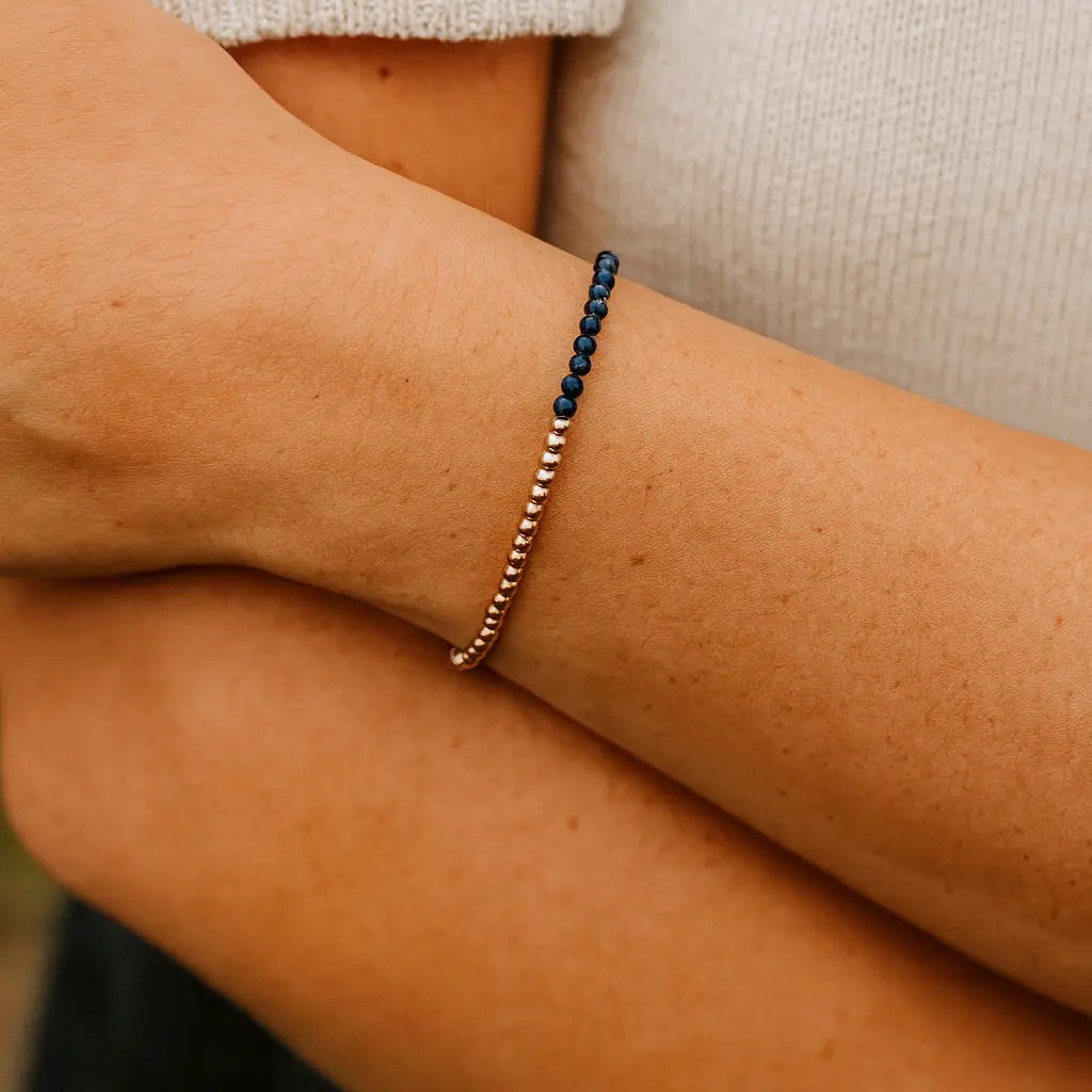 Dainty Copper Bead Gemstone Bracelet