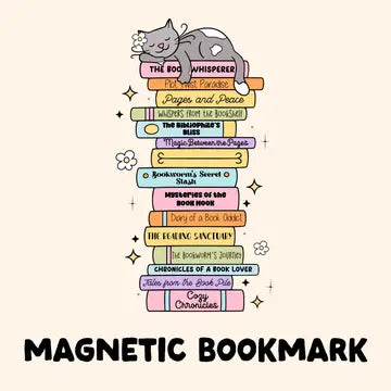 Magnetic Bookmark Cat Book Stack