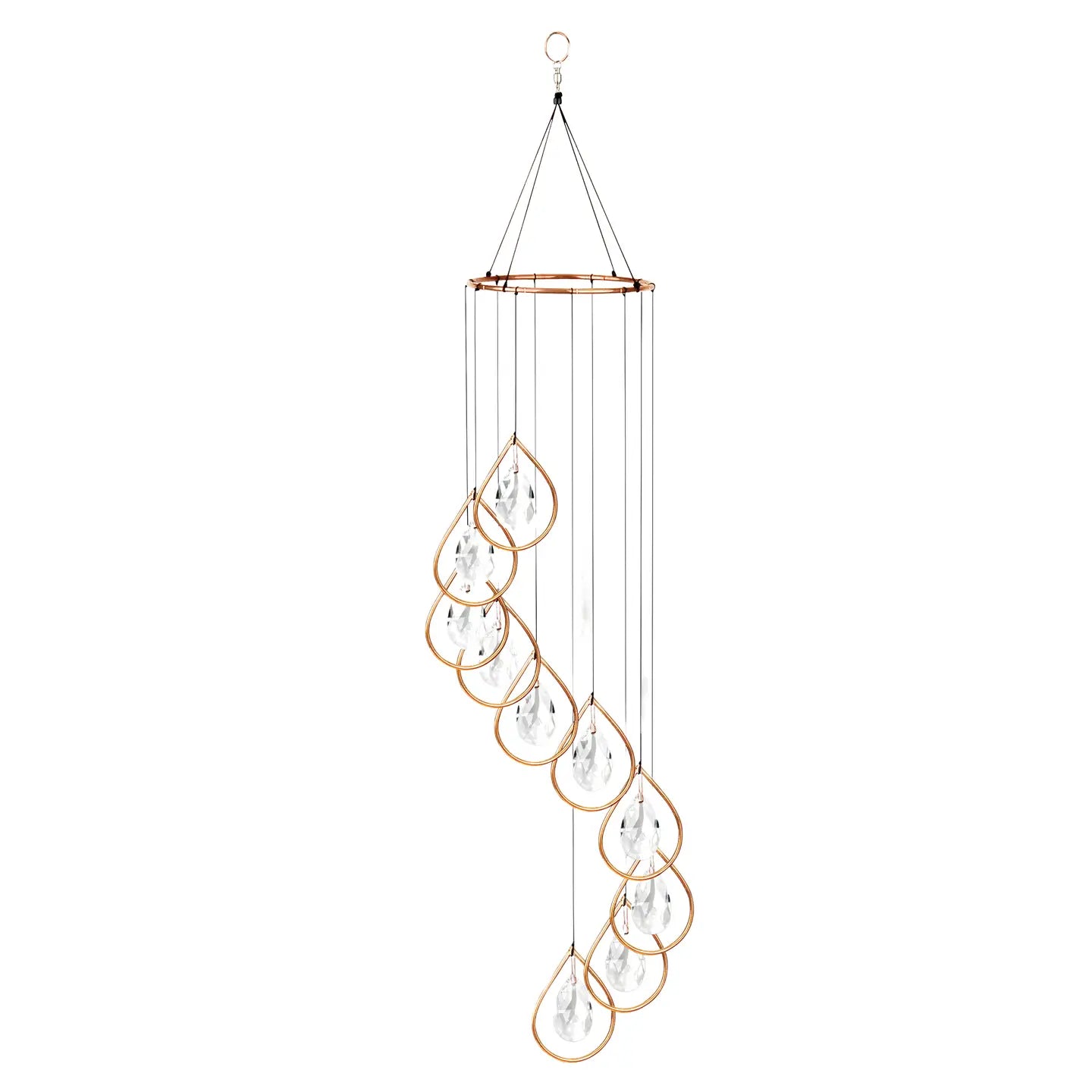 Copper Teardrop Spiral Suncatcher Windchime 35"