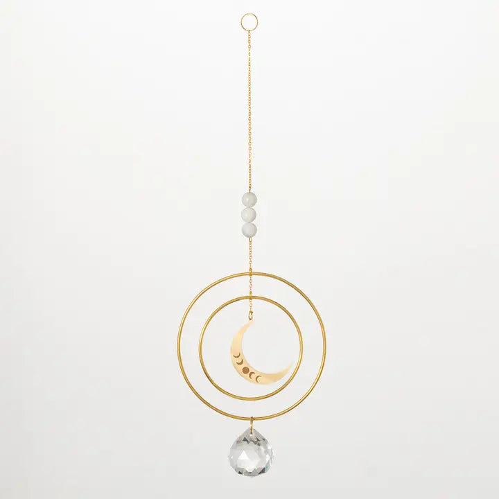 Suncatcher Crescent Moon, White Stone