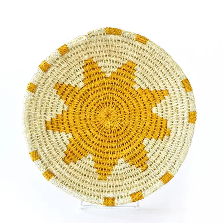 Yellow Sisal Wall Basket Small