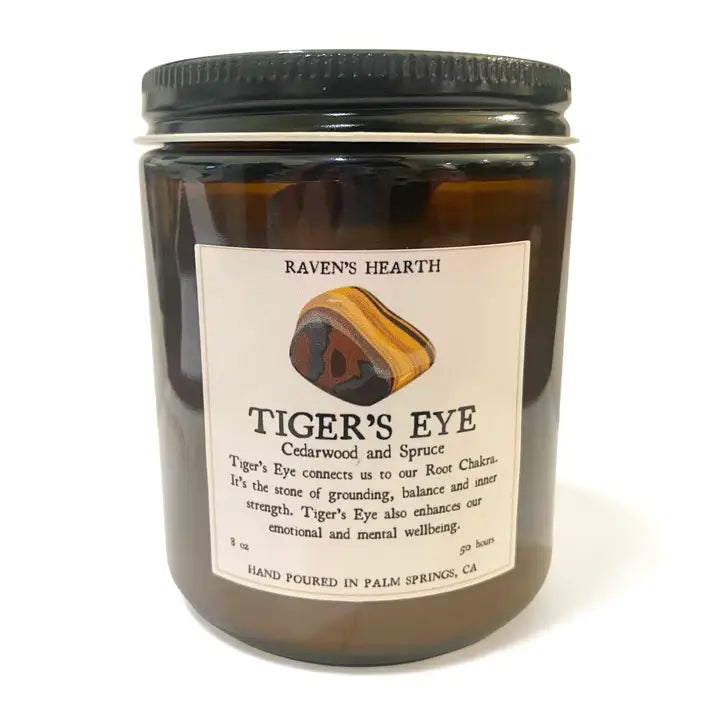 Tiger's Eye Crystal Candle - Cedar & Spruce