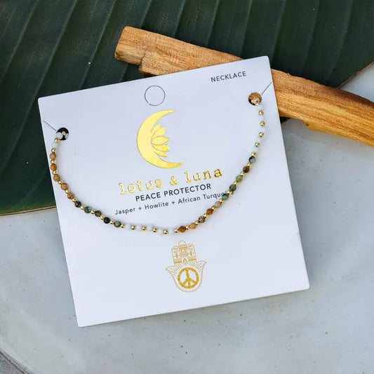 Peace Protector Necklace Gold Beaded-2mm