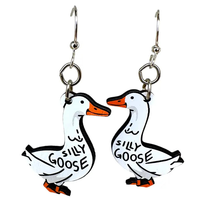 Wooden Earrings - Silly Goose