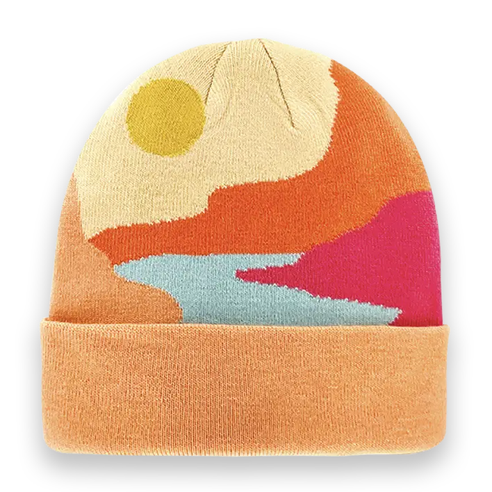 Knit Beanie Sunet Mountain Landscape