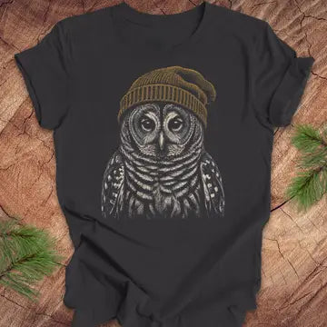 Fuzzy Cap Barred Owl T-Shirt