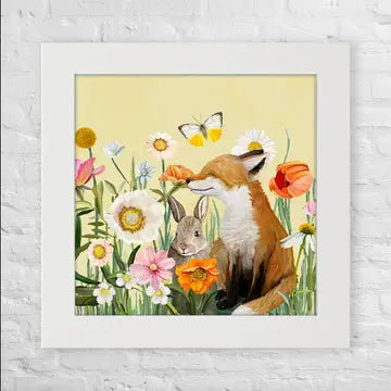 Springtime Friends Fox and Bunny Mini Canvas