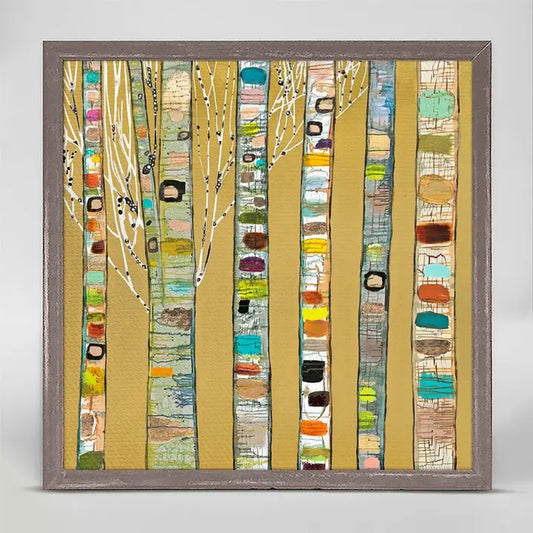 Birch Trees on Gold Mini Canvas