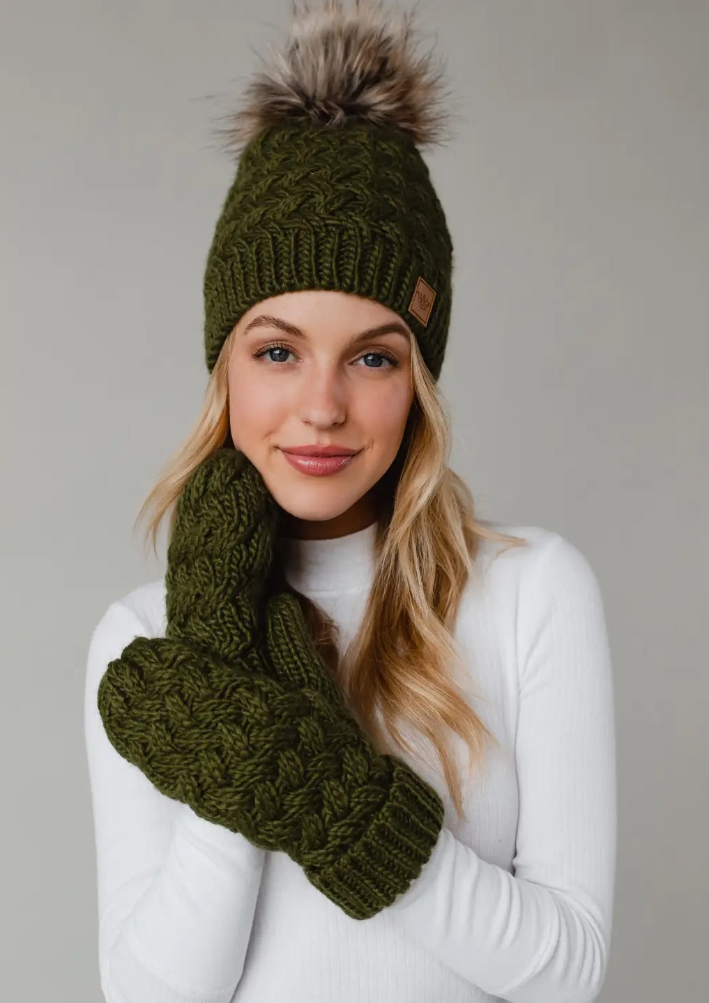Olive Knit Mittens