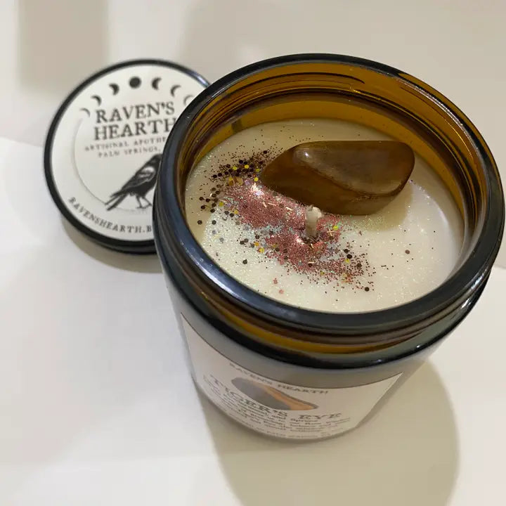 Tiger's Eye Crystal Candle - Cedar & Spruce