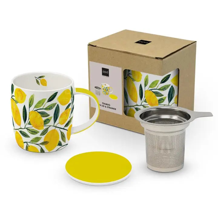 Tea Mug w/Lid & Strainer Tracey's Citronella