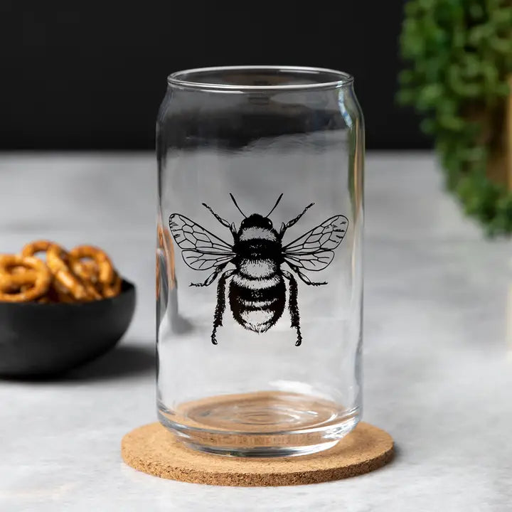 Honey Bee Beer Can Glass
