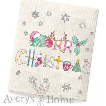Merry Christmas Swedish Dishcloth
