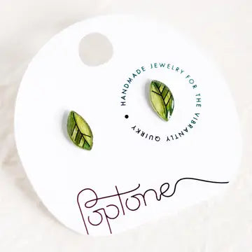 Mini Green Leaves Stud Earrings
