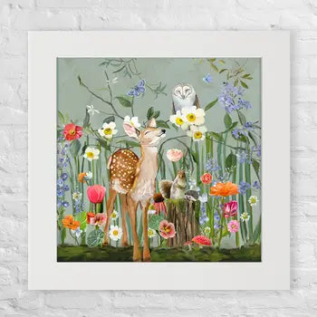 Springtime Friends Fawn and Owl Mini Canvas