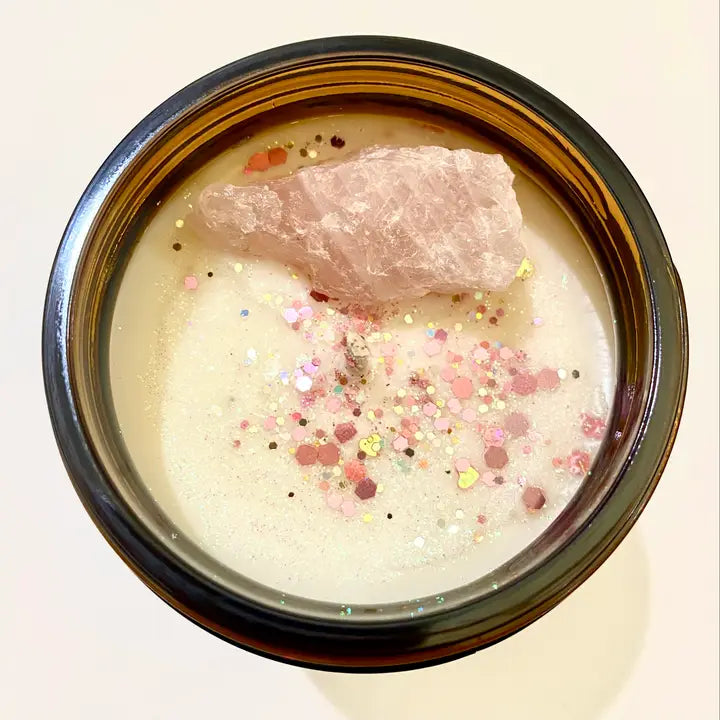 Rose Quartz Candle - Rose & Ylang ylang - Heart Chakra