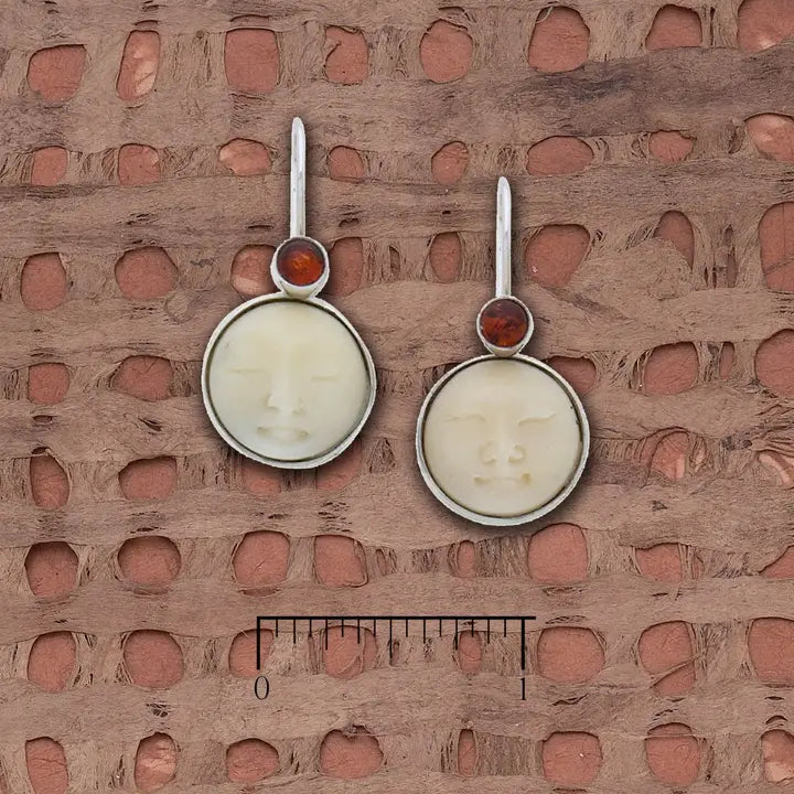 Tagua Sun with Amber Earrings L722