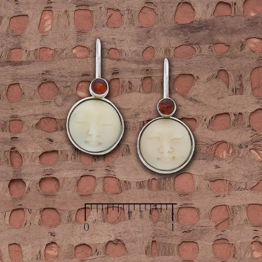 Tagua Sun with Amber Earrings L722