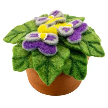 Felted Wool Pansies Potted Plant