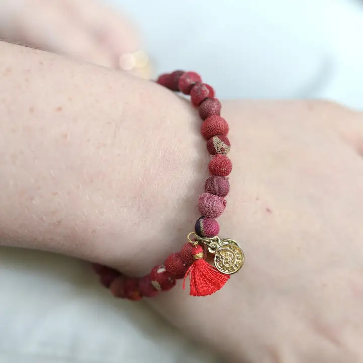 Kantha Connection Resilience Bracelet Red