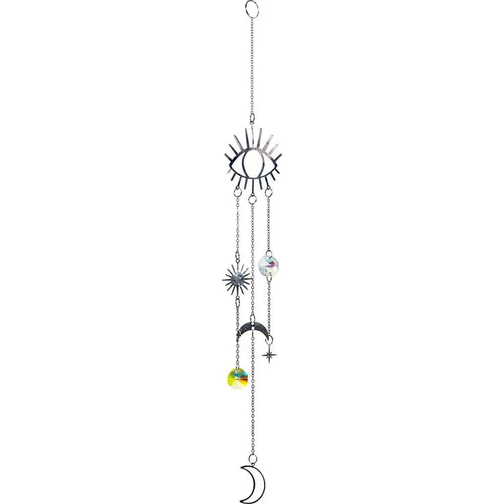 Crystal Hanging Sting Ab Mini Disc & Evil Eye & Moon