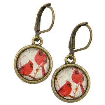 Photo Glass Cardinal Earrings