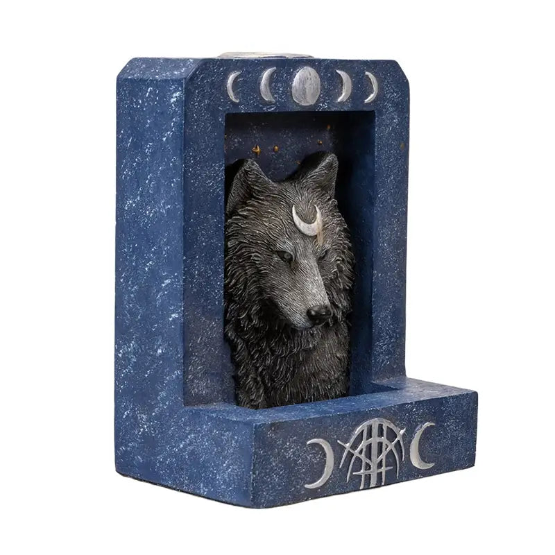 Moon Phase Wolf Backflow Burner