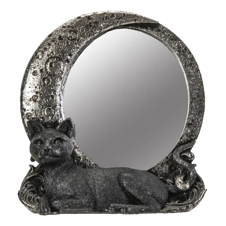 Black Cat on Moon Mirror