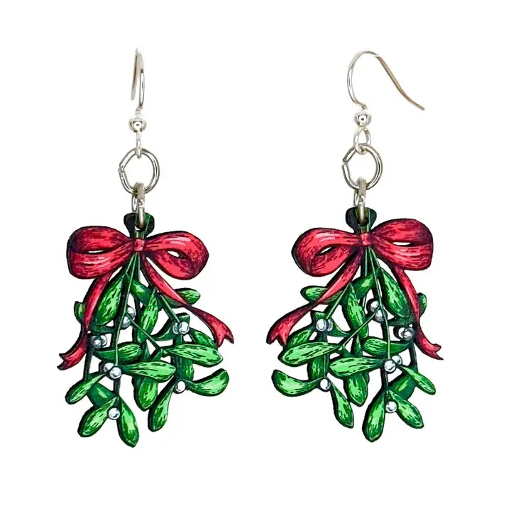 Mistletoe Wooden Earrings