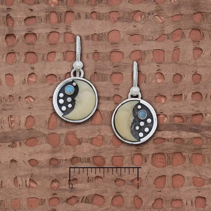 Tagua Half Moon with Opal Earrings L757