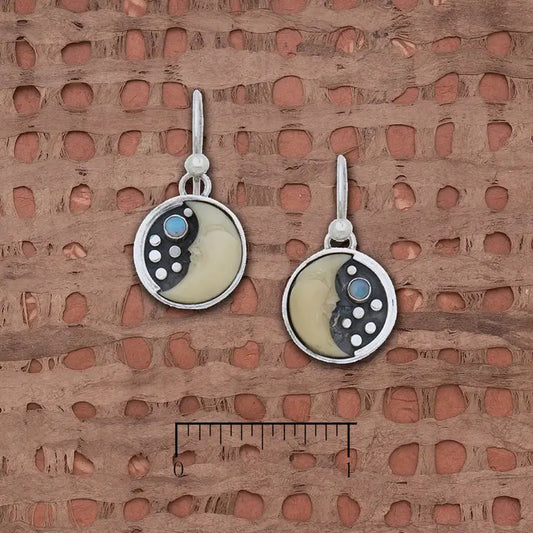 Tagua Half Moon with Opal Earrings L757