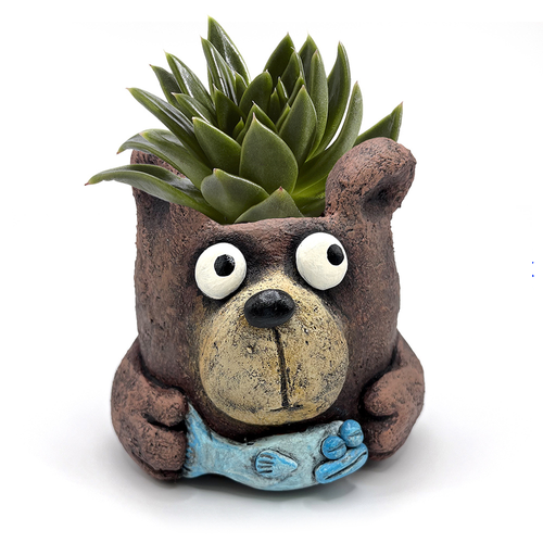 Buddy Bear with Fish Planter