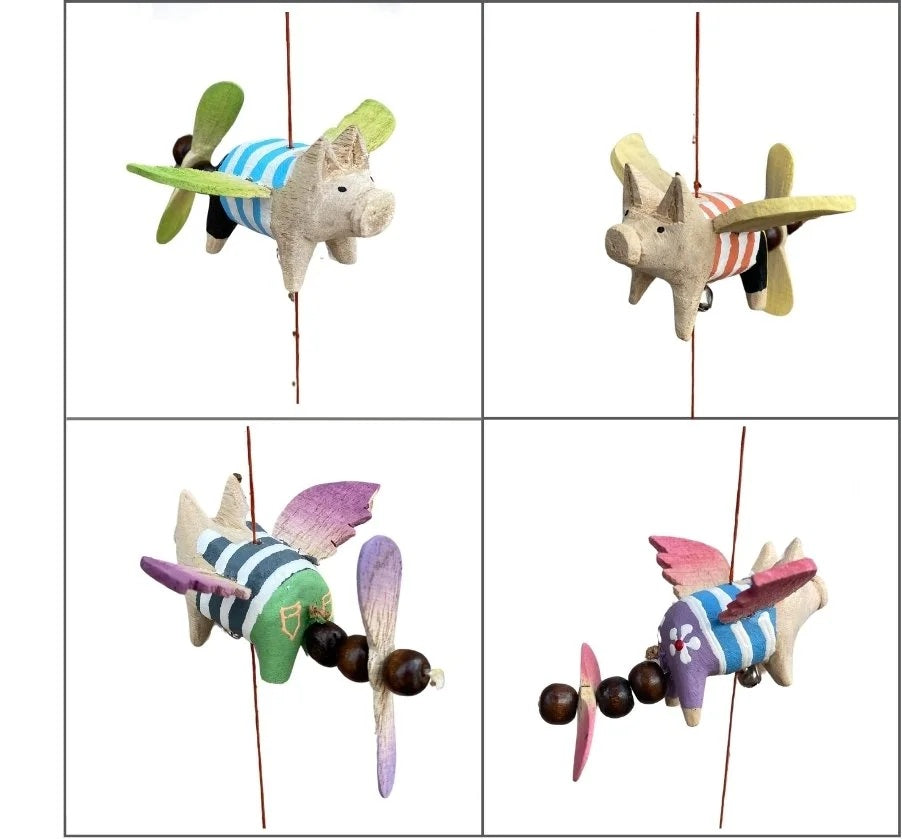 Flying Pigs Hand Painted Whirly
