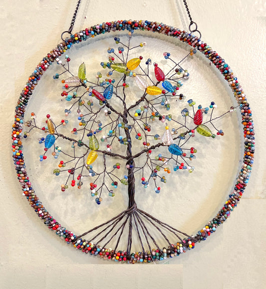 Wire Bead Tree of Life Leaf - Multi 5153