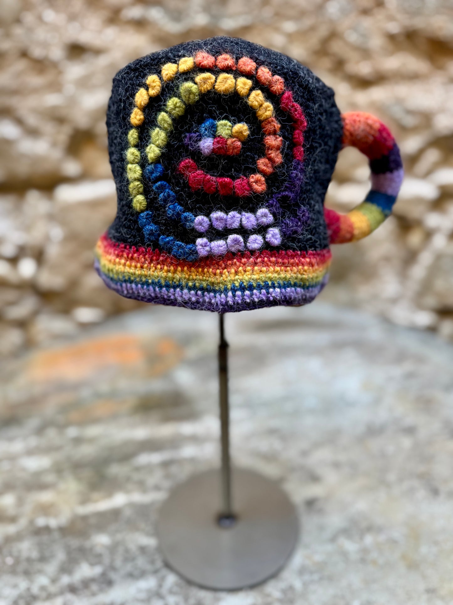 Rainbow Spiral Tea Cup Hat